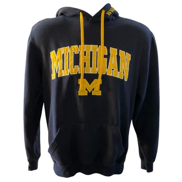 Vintage Colosseum Michigan Blue and Yellow Embroidered Pull Over Hoodie Size S - Picture 1 of 10